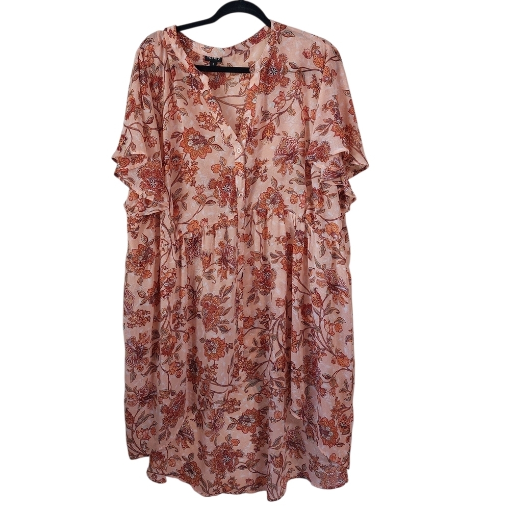 Torrid Peach and Brown Floral Dress